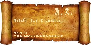 Mihályi Klaudia névjegykártya